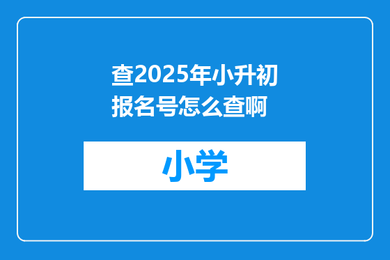 查2025年小升初报名号怎么查啊