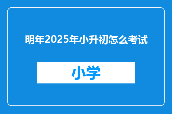 明年2025年小升初怎么考试