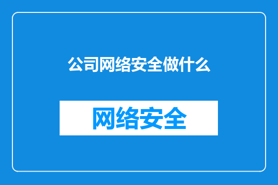 公司网络安全做什么