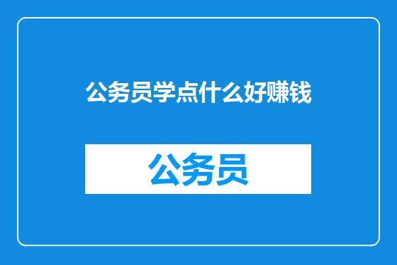 公务员学点什么好赚钱