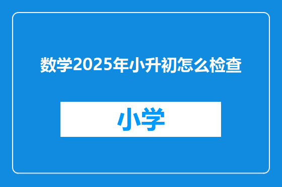 数学2025年小升初怎么检查