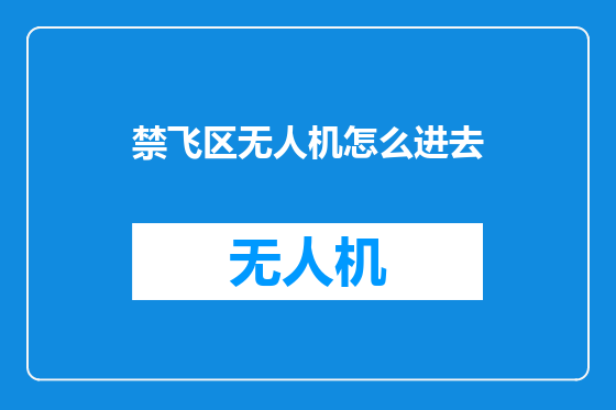 禁飞区无人机怎么进去