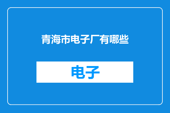 青海市电子厂有哪些