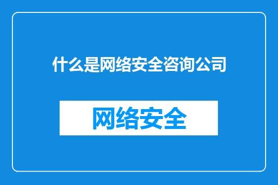 什么是网络安全咨询公司