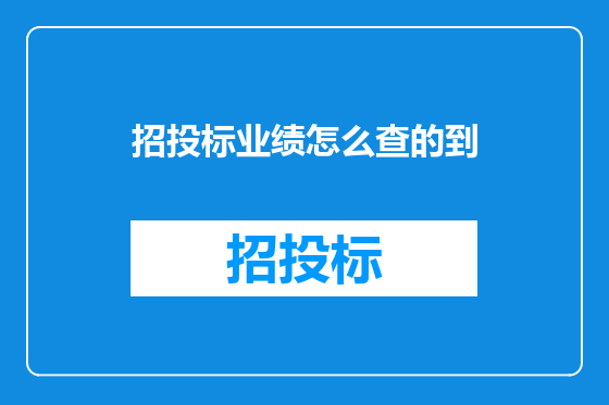 招投标业绩怎么查的到