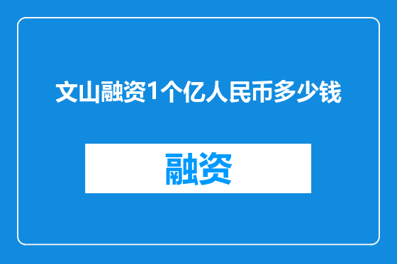 文山融资1个亿人民币多少钱