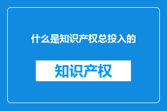 什么是知识产权总投入的
