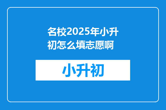 名校2025年小升初怎么填志愿啊