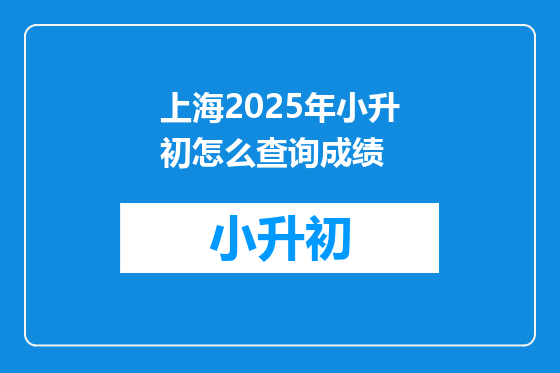上海2025年小升初怎么查询成绩