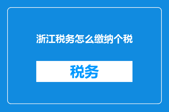 浙江税务怎么缴纳个税