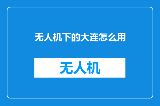 无人机下的大连怎么用
