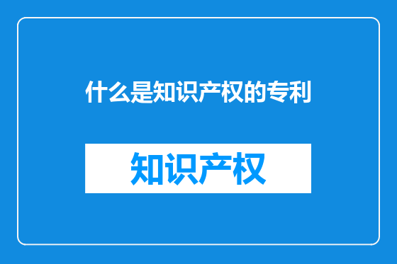 什么是知识产权的专利