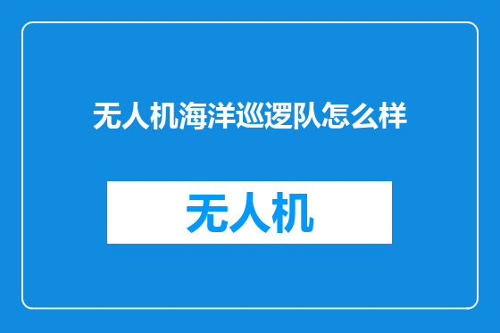 无人机海洋巡逻队怎么样
