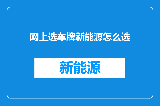 网上选车牌新能源怎么选