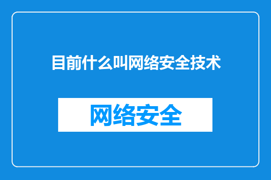 目前什么叫网络安全技术
