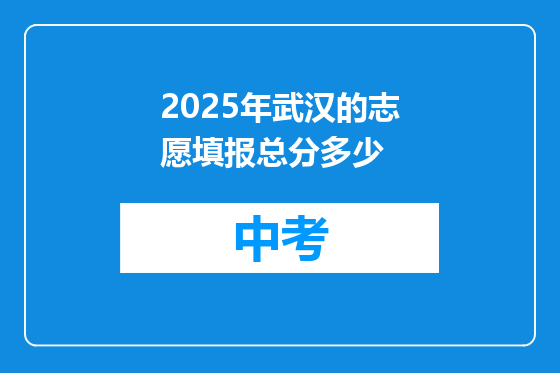 2025年武汉的志愿填报总分多少