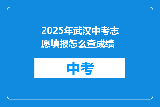 2025年武汉中考志愿填报怎么查成绩