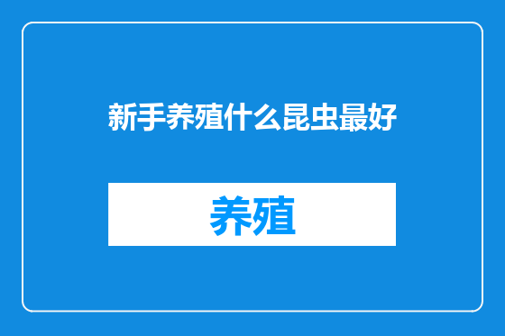 新手养殖什么昆虫最好