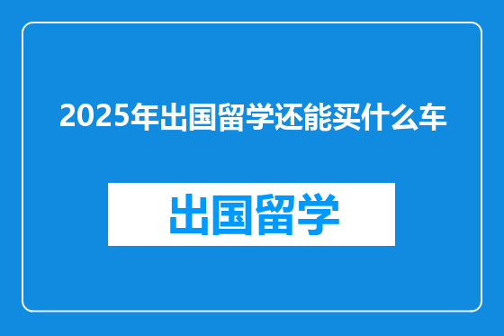 2025年出国留学还能买什么车