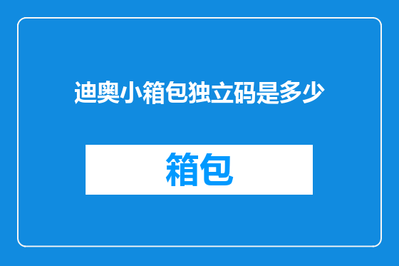 迪奥小箱包独立码是多少