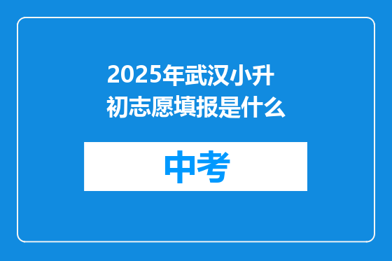 2025年武汉小升初志愿填报是什么