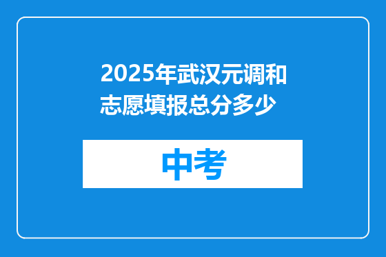 2025年武汉元调和志愿填报总分多少