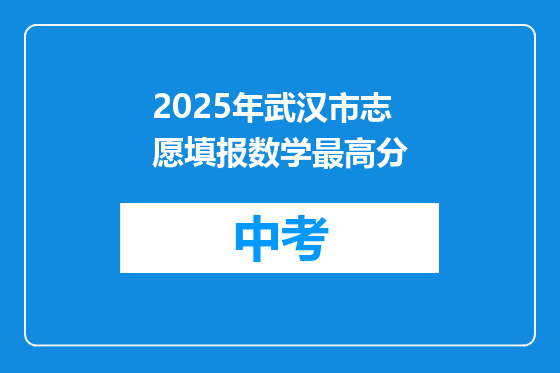 2025年武汉市志愿填报数学最高分