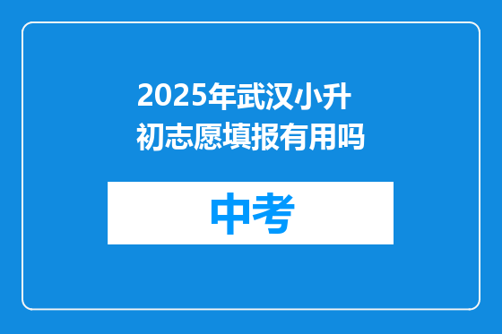 2025年武汉小升初志愿填报有用吗