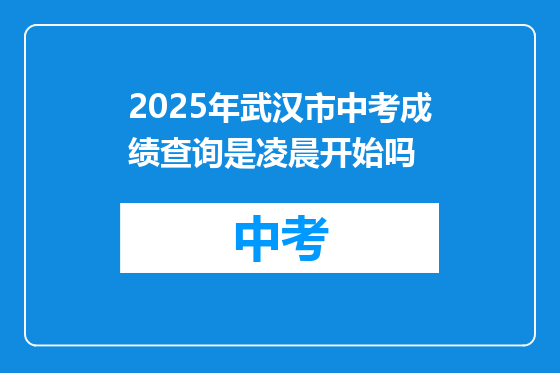 2025年武汉市中考成绩查询是凌晨开始吗