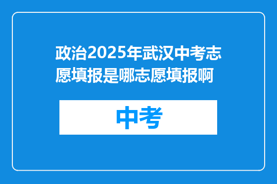 政治2025年武汉中考志愿填报是哪志愿填报啊