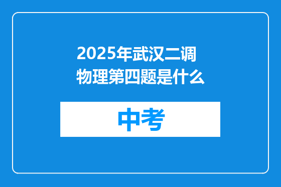 2025年武汉二调物理第四题是什么