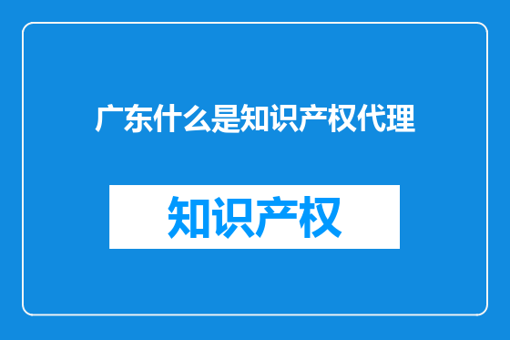 广东什么是知识产权代理