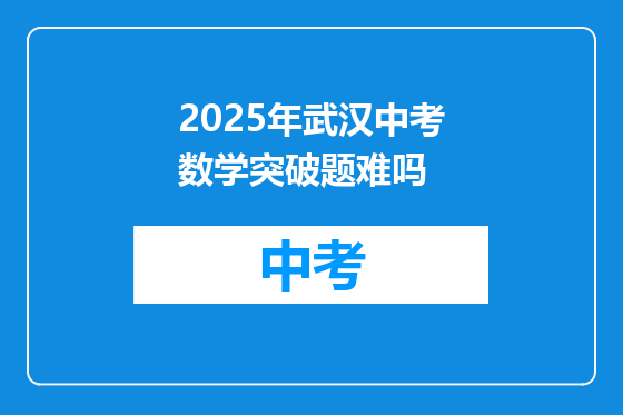 2025年武汉中考数学突破题难吗