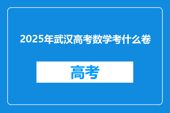 2025年武汉高考数学考什么卷