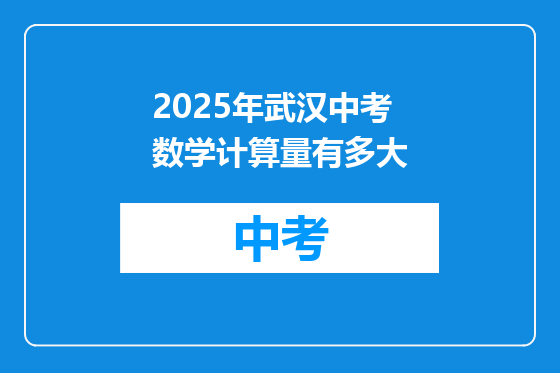 2025年武汉中考数学计算量有多大