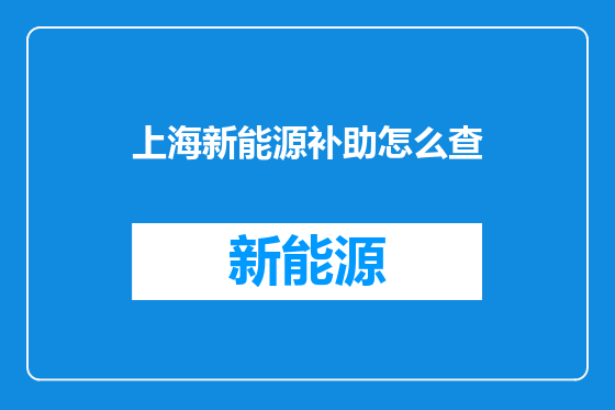 上海新能源补助怎么查