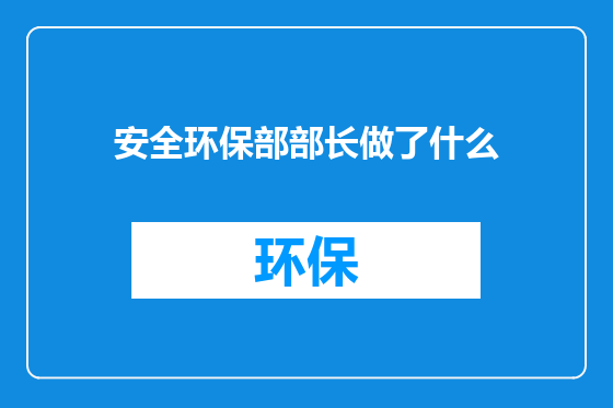 安全环保部部长做了什么