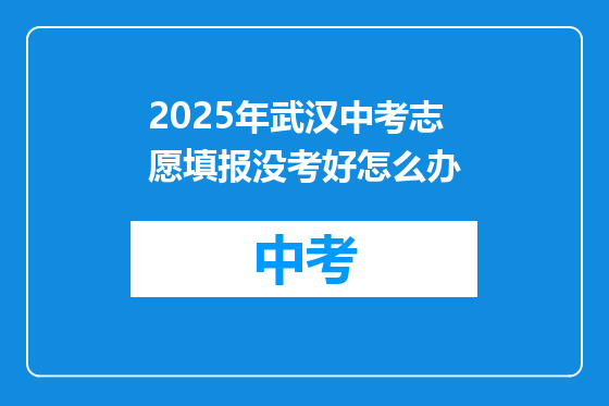 2025年武汉中考志愿填报没考好怎么办
