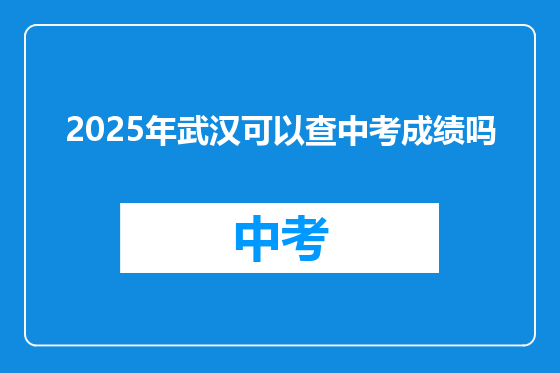 2025年武汉可以查中考成绩吗