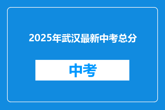 2025年武汉最新中考总分