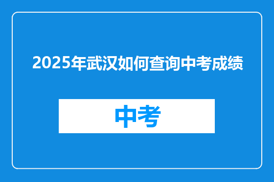 2025年武汉如何查询中考成绩