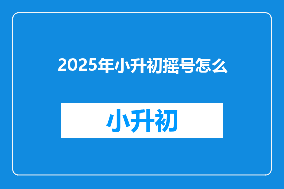 2025年小升初摇号怎么