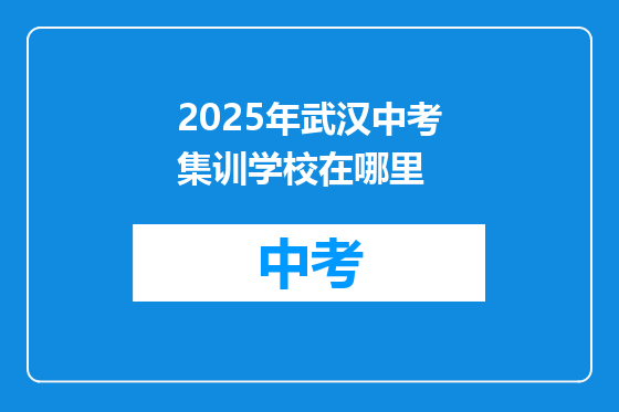 2025年武汉中考集训学校在哪里