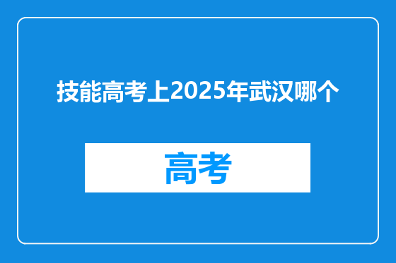 技能高考上2025年武汉哪个