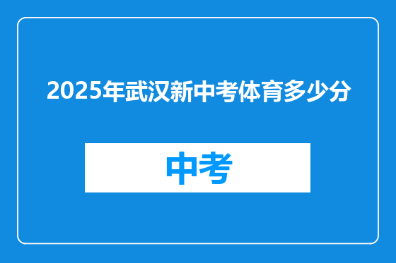 2025年武汉新中考体育多少分