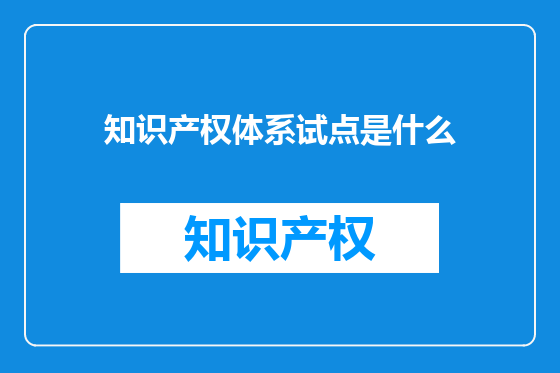 知识产权体系试点是什么