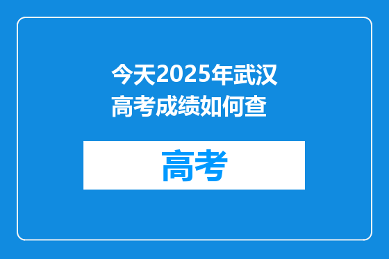 今天2025年武汉高考成绩如何查