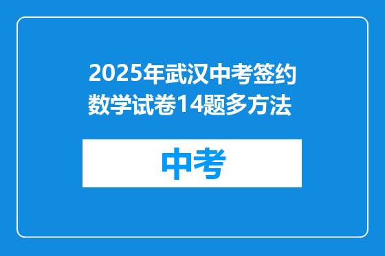 2025年武汉中考签约数学试卷14题多方法