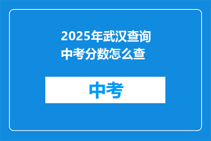 2025年武汉查询中考分数怎么查