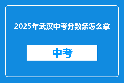 2025年武汉中考分数条怎么拿